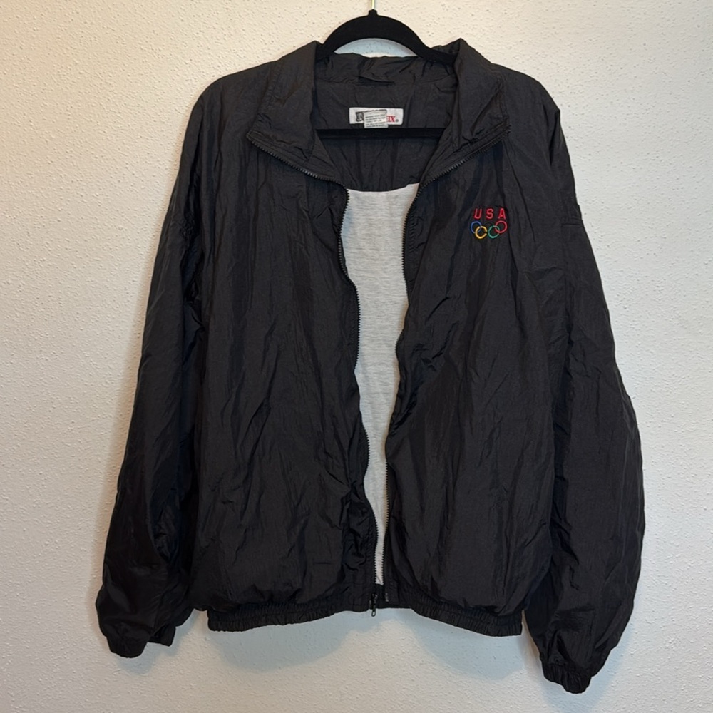 Notogo Tonix USA Olympics Black Windbreaker Jacket Size XL 90s Style